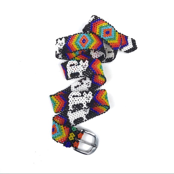 Colorful Rainbow Seed Beaded Dog Cat Animal Belt